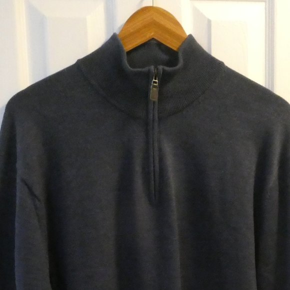 Jos A Bank Wool Quarter Zip Sweater XL - Picture 5 of 6